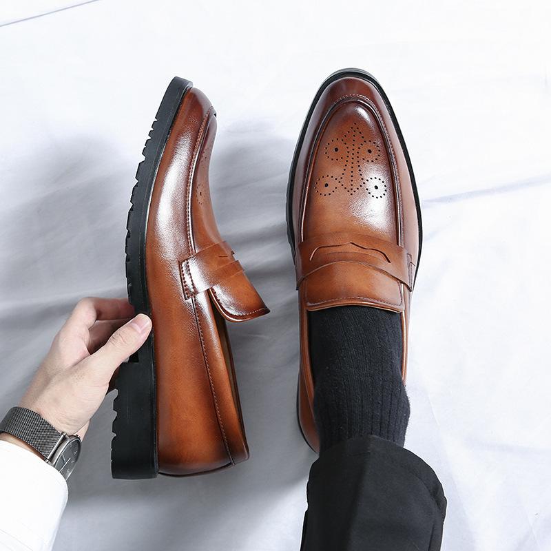 Men's Cross-Border Four Seasons Casual & Formal Leather Lace-up Shoes - British Business or Wedding Groom Style
