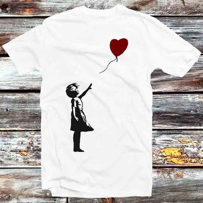 Maglietta Banksy Ragazza Cuore Amore Palloncino B741