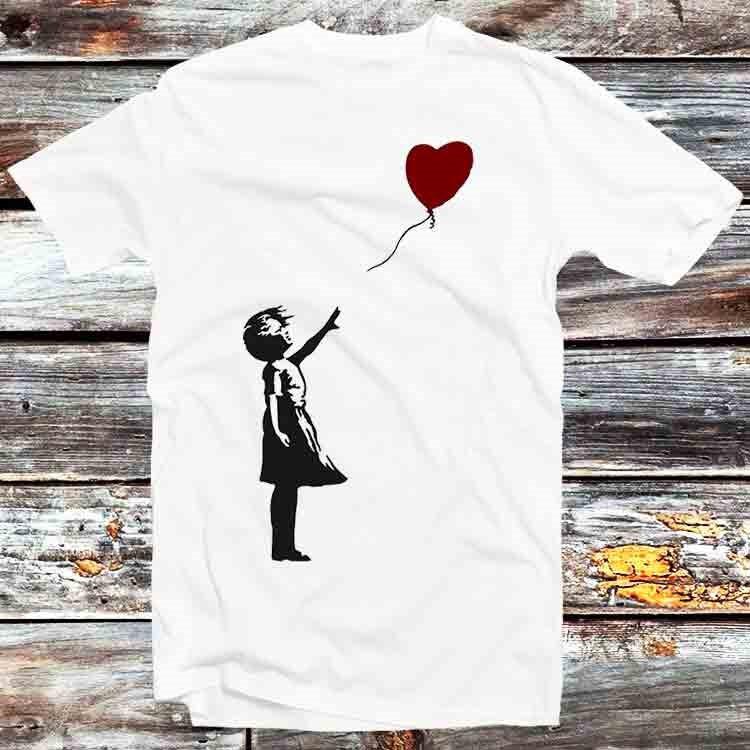 

Banksy Girl Hearth Love Balloon T Shirt B741 S