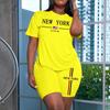 Moda Donna Estiva Abbigliamento Casual Quotidiano Sportivo Marca Nuova Tuta Donna Set 2 Pezzi T-shirt Girocollo e Pantaloncini