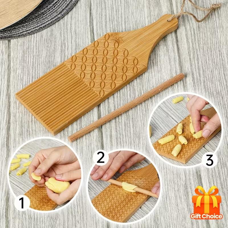 1 Set Bamboo Pasta Making Tools Gnocchi Board Dough Sheeter Kitchen Noodle Maker Shaper Bamboo Chopping Board For Home Use