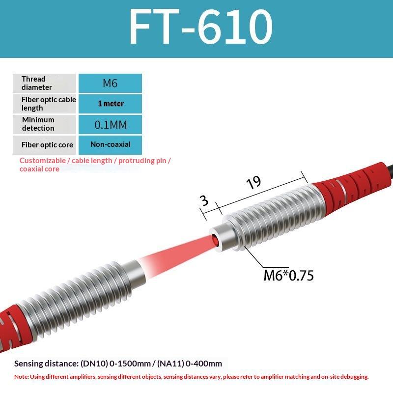 Fiber Optic Sensor Probe Diffuse Reflection M3-M6 1M Cable Wide Detection Range Photoelectric Switch for Long Distance Sensing