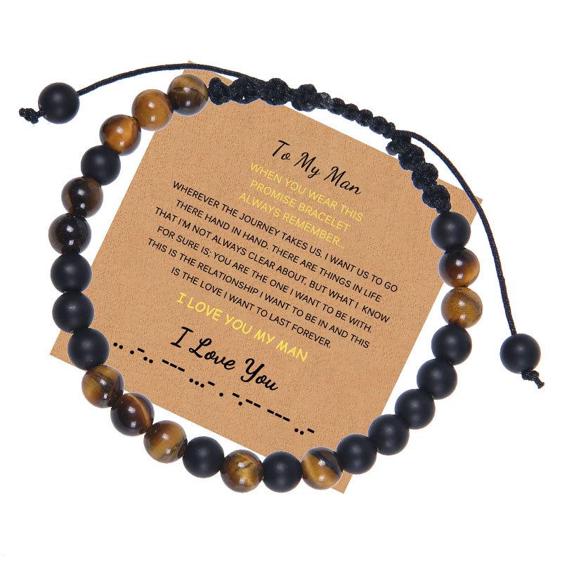 

JYL TS Bracelet Viking Symbol Red Beaded Boosts Courage & Luck To My Man-Card середній електричний синій колір