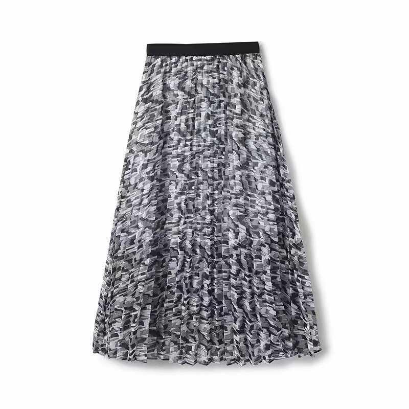 

Весенне-летняя женская миди-юбка с цветочным принтом и плиссировкой - Повседневная мода Small цветочный/серый