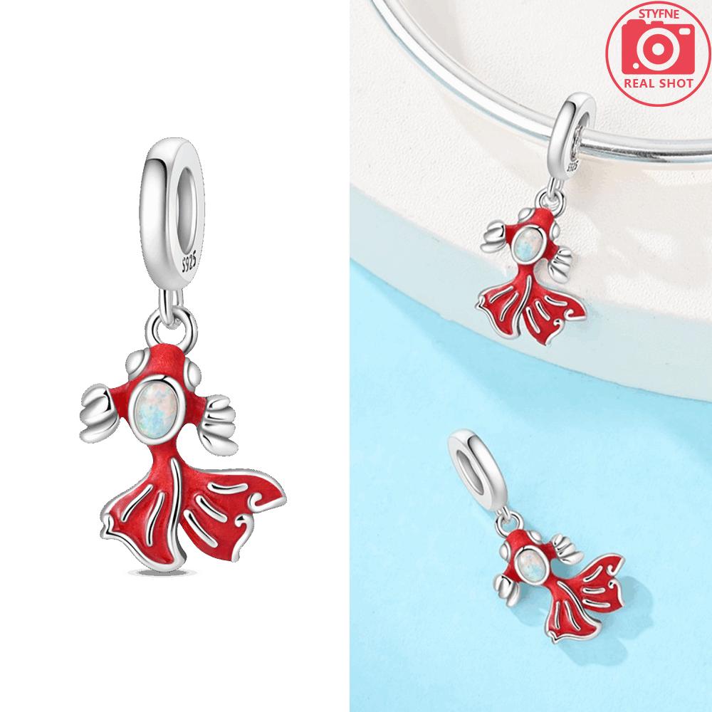 

White Waterdrop Zirconium Stone Red Fish Whale Pendant Bead Component Authentic Original Copper Metal Women Do It Yourself High Quality Fine Jewelry