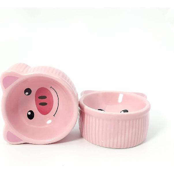 Ceramic Hamster BowlSmall Animal Food Feeder2 PCS Water Bowl for Reptile, Small Bunny, Chinchilla, Hedgehog or Turtle