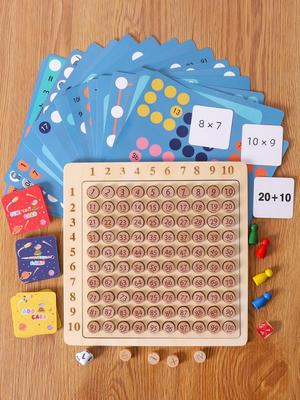 Children's Educational Wooden Math Board Game: Multiplication & Addition Formula Toy