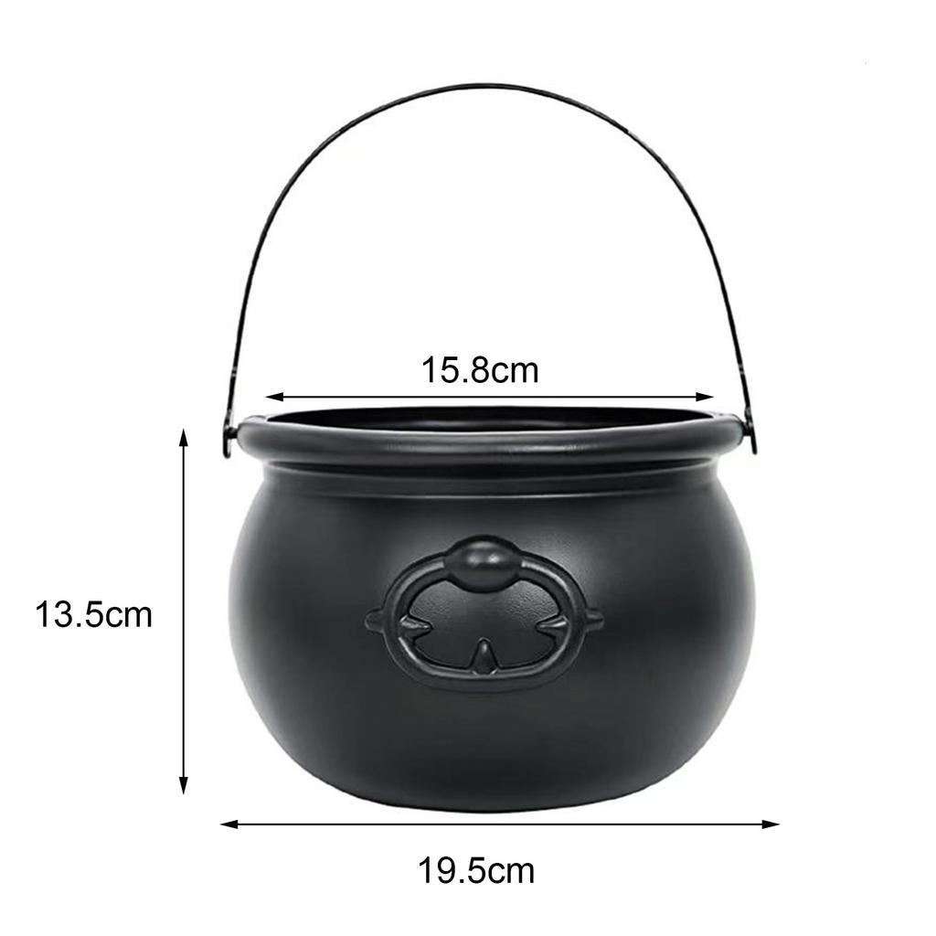 Halloween Candy Bowl Decorations  Black Plastic Cauldron Bowls with Iron Rack, Halloween Party Decorations Candy Bucket