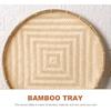 Kichvoe Bamboo Basket Tray Wicker Round Food Bread Basket Fruit Basket Flat Shallow Vegetables Snacks Serving Basket Farmhouse Wall Hanging Decor-