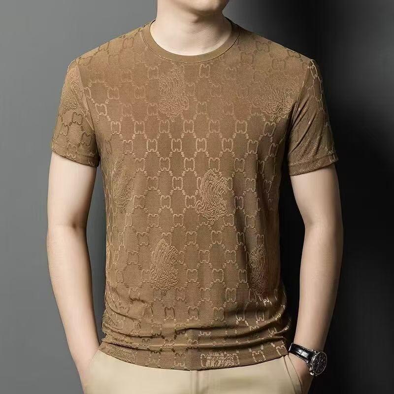 Men's High-End Ice Silk Short Sleeve T-Shirt - 2025 Summer Trend