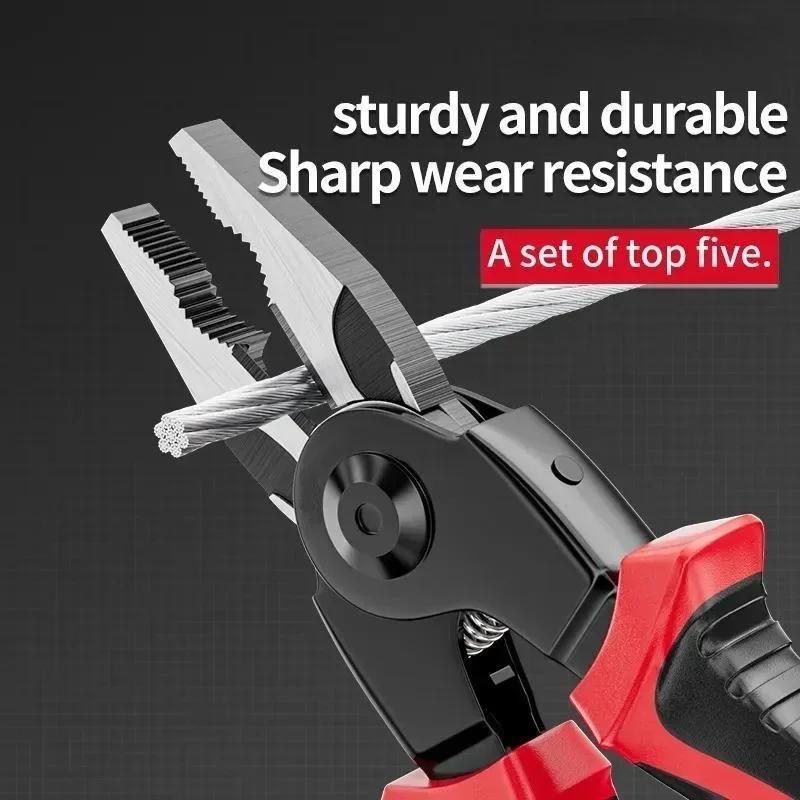 Clești multifuncționali 5 în 1 set de clești înlocuibili Clești pentru deziparea sârmei pentru tăierea sârmei Clești cu vârfuri cu ac de sârmă Instrumente pentru electricieni