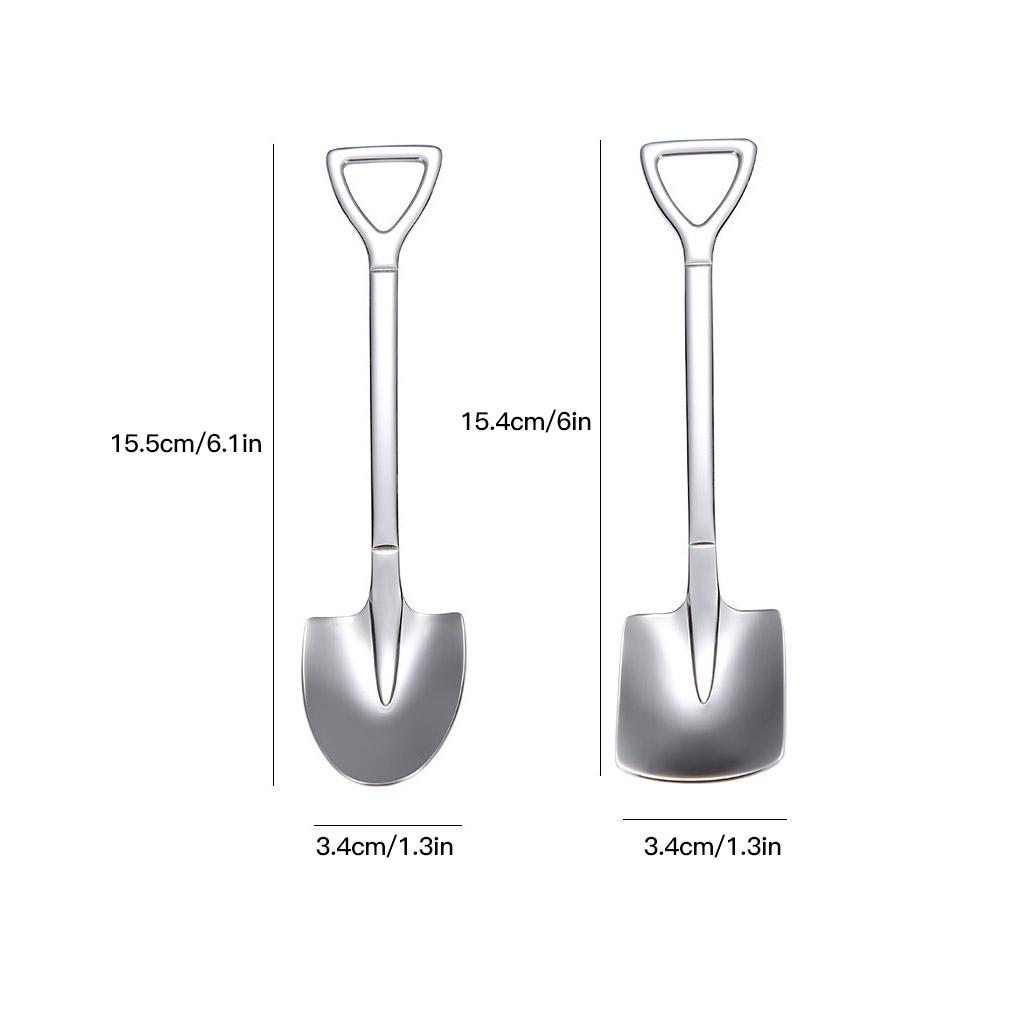 Dessert Spoon Spade Head Design Stainless Steel Ice Cream Fruit Dessert