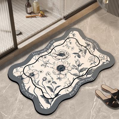 Foot Bath Diatom Mud Waterproof Toilet Mat Soft Sliding Mat New Chinese Floor Mat Door High-grade Sense of Abnormities