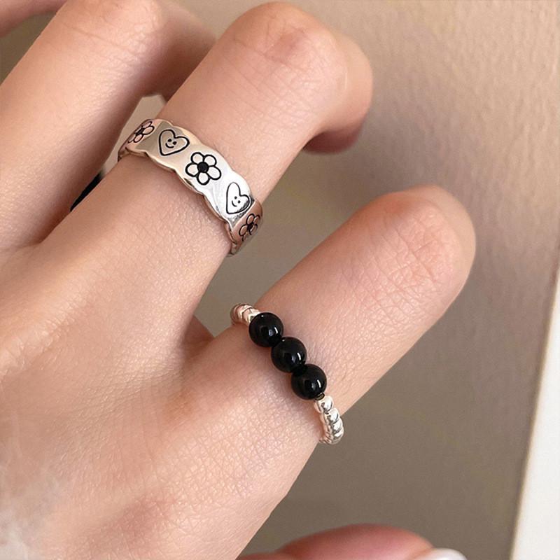 Bead Elegant Black Doodle Ring For Women Combining Retro Style And Modern Fashion Trends 2023 For