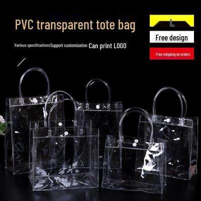 Borsa Tote in PVC Trasparente con Fantasia Floreale e Chiusura a Bottone a Pressione - Ideale per Souvenir e Regali