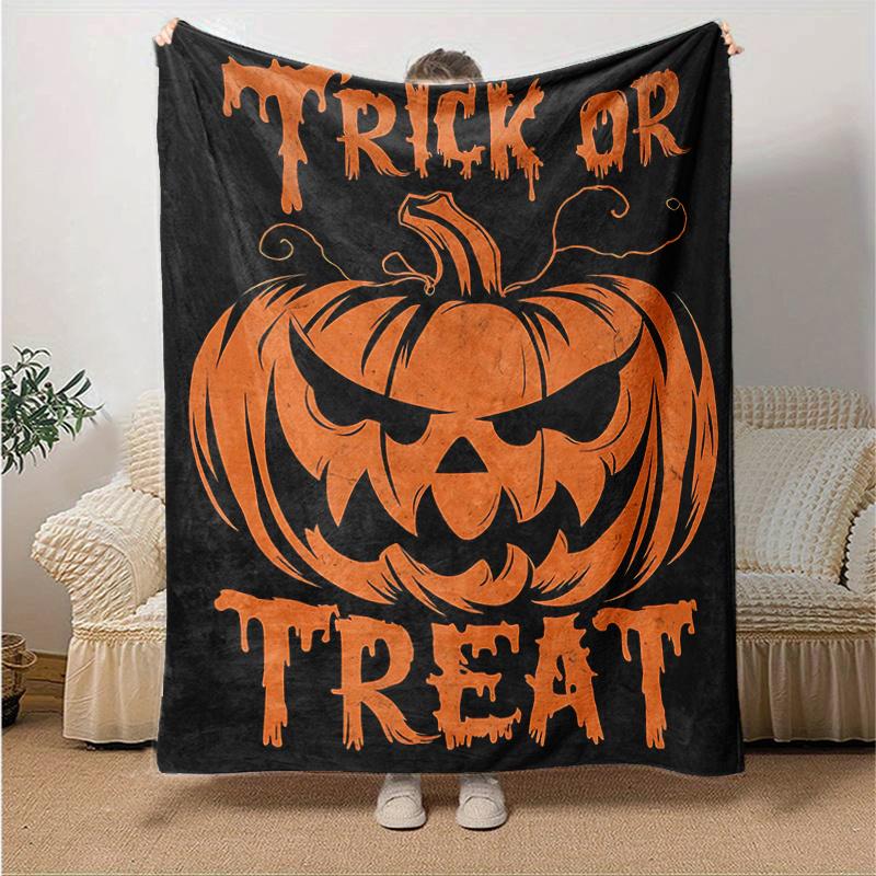1pc Halloween Trick or Treat Blanket  Soft and Warm Home Decorative for All Seasons, Living Room, Travel, Camping, Car Blankets