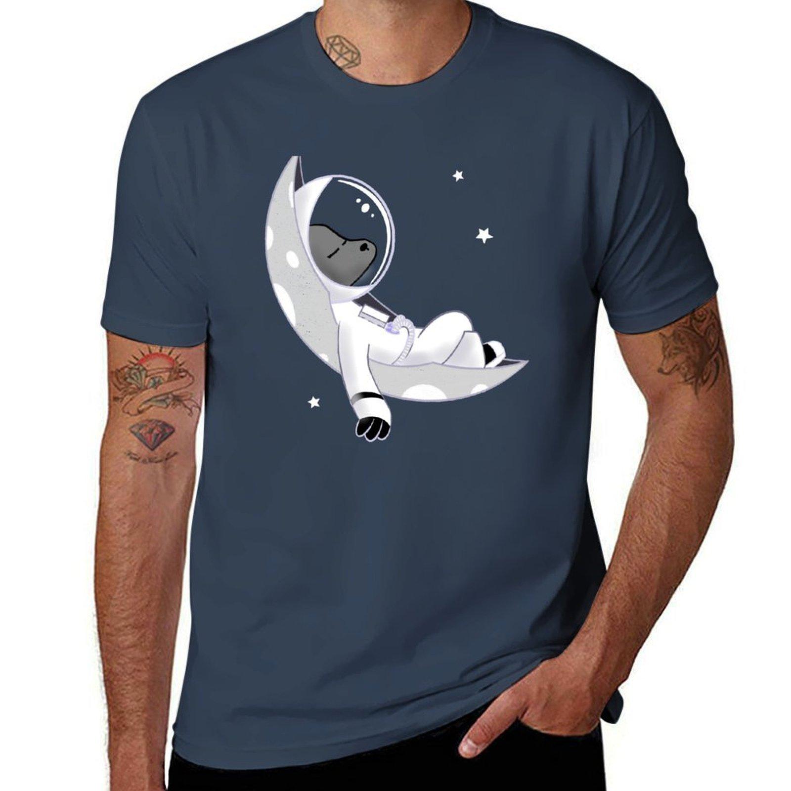 Space Dog Chilling TShirt Sports Casual Breathable Tee Shirt S