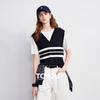Women's Linen-Feel Knit Striped Short Sleeve Fake Two-Piece Top