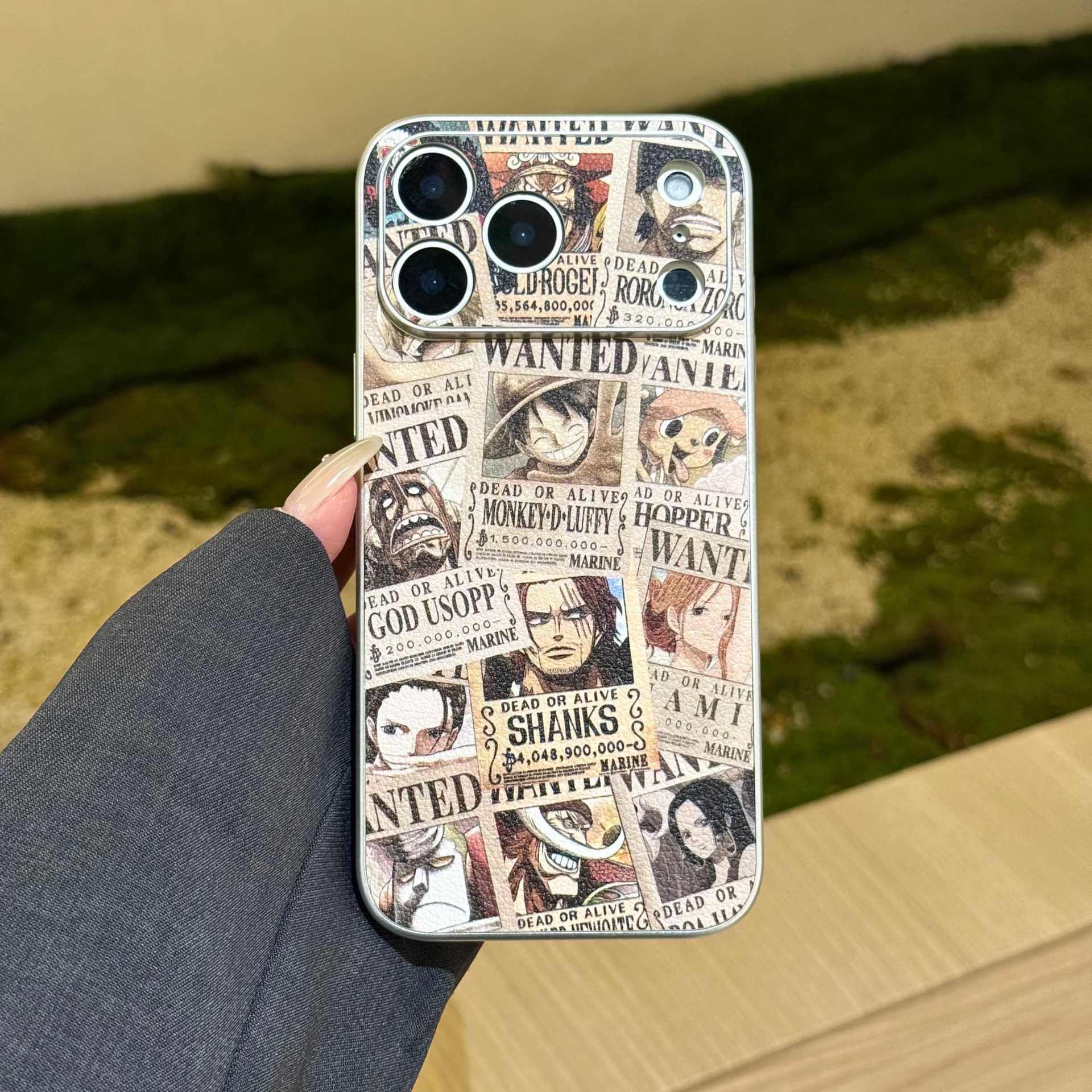 Pirate King Wanted Poster Phone Case for iPhone 15/16 Pro Max - Luffy Anime Design 17 Pro Max