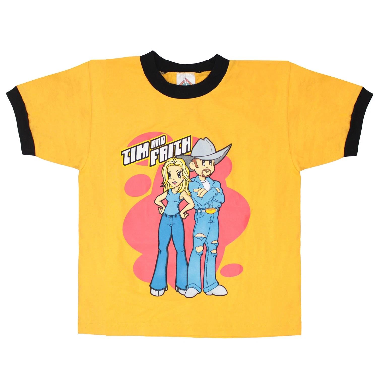 Boys Tim Mcgraw Tim And Faith Cartoon Youth Ringer Tee T-shirt Youth Medium XL