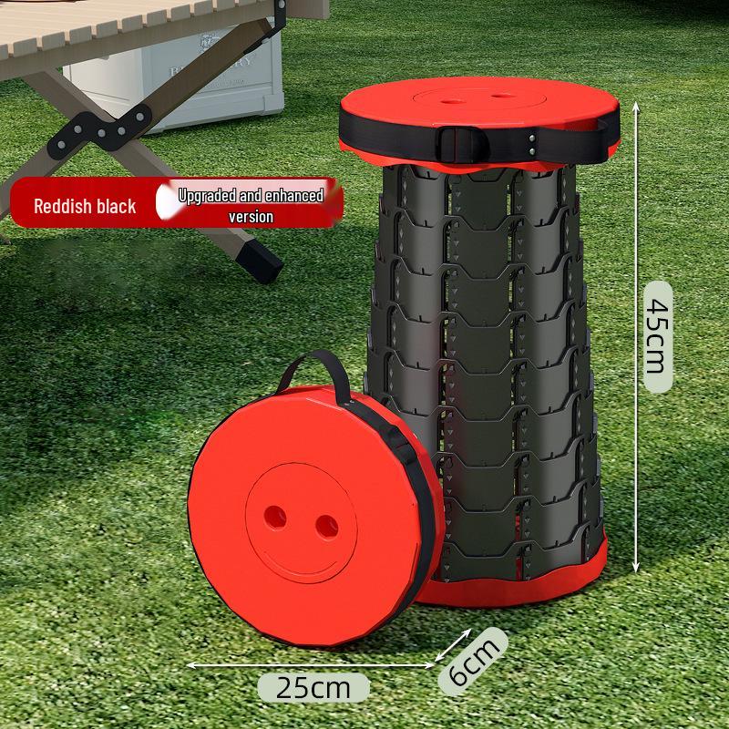 Rainbow Retractable Portable Camping Stool - Round, Plastic Folding Design.