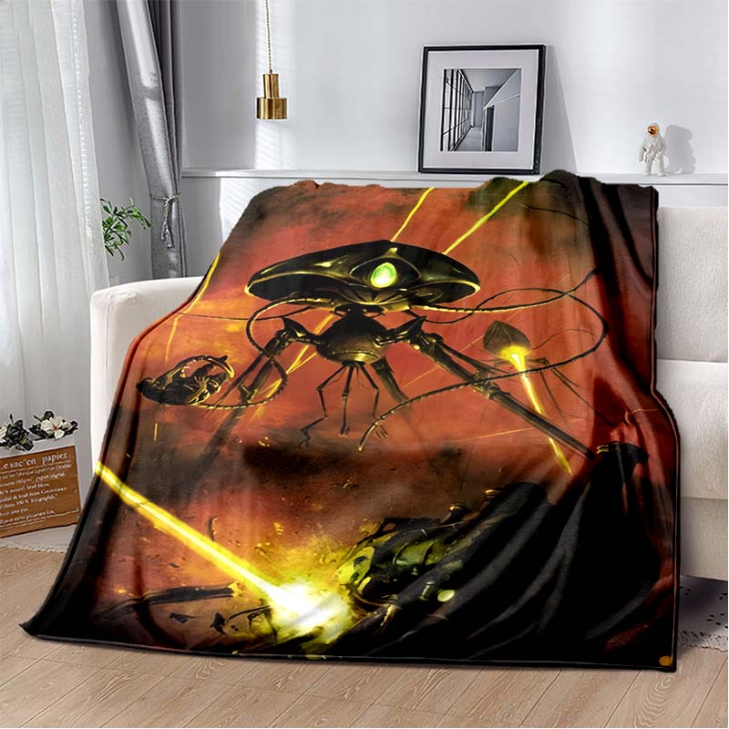 Krieg der Welten Retro Alien UFO Druck Flanell Überwurfdecke Warm Sofa Bett Heimdeko Fan Geschenk