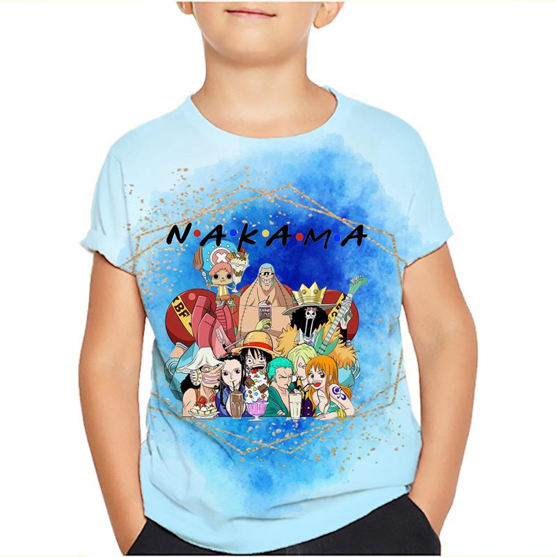 One Piece Luffy T Shirt Four Emperors Short Sleeve Zoro Sanji Chopper Ace Law Tee Children's Clothing Fashion Costumes for Kids Top