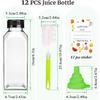 Plastic Juice Bottles with Caps 12Pcs -12oz Reusable Juice Containers with Tamper Proof Lids Black - Clear Bottles for Juicing Milk Smoothie Drinking