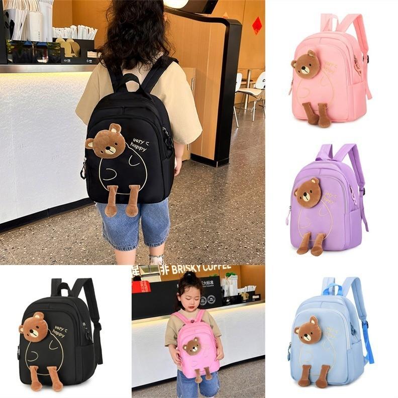 Adorable Cartoon Bear Backpack For Kindergarten And Primary School Kids New 2024 Colorful Breathable Nylon