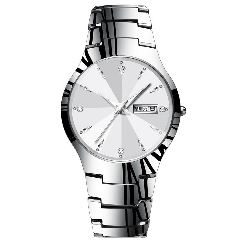 Men's Watch Brand High Quality Tungsten Steel Calendar Waterproof Clock Couple Watches Women's Fashion Quartz Wristwatch Gift