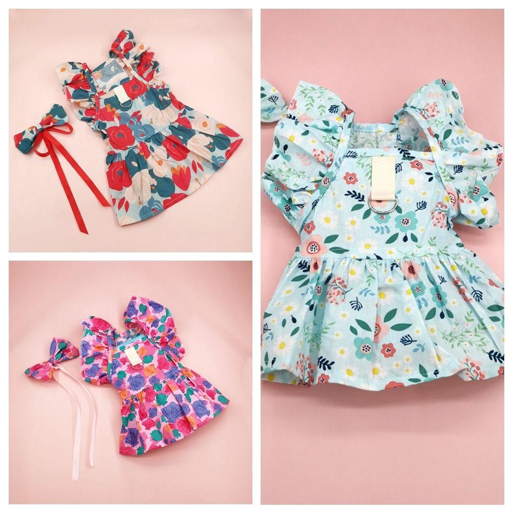Comfortable Cotton Cat Ruffle Dress Spring Summer Sleeveless Puppy Princess Skirt Comfortable Breathable Pet Dress Kitty