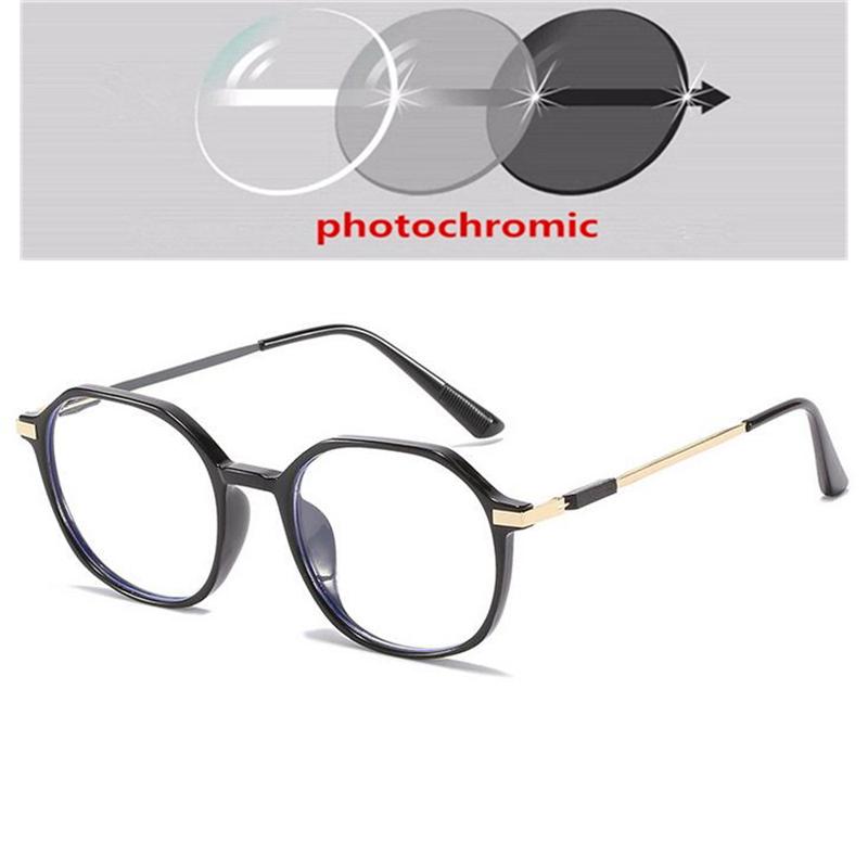 Transparent Pink Frame Polygon Anti Blue Light Myopia Glasses Finished Women Stundent Prescription Spectacles 0 -0.5 -1.0 To -6