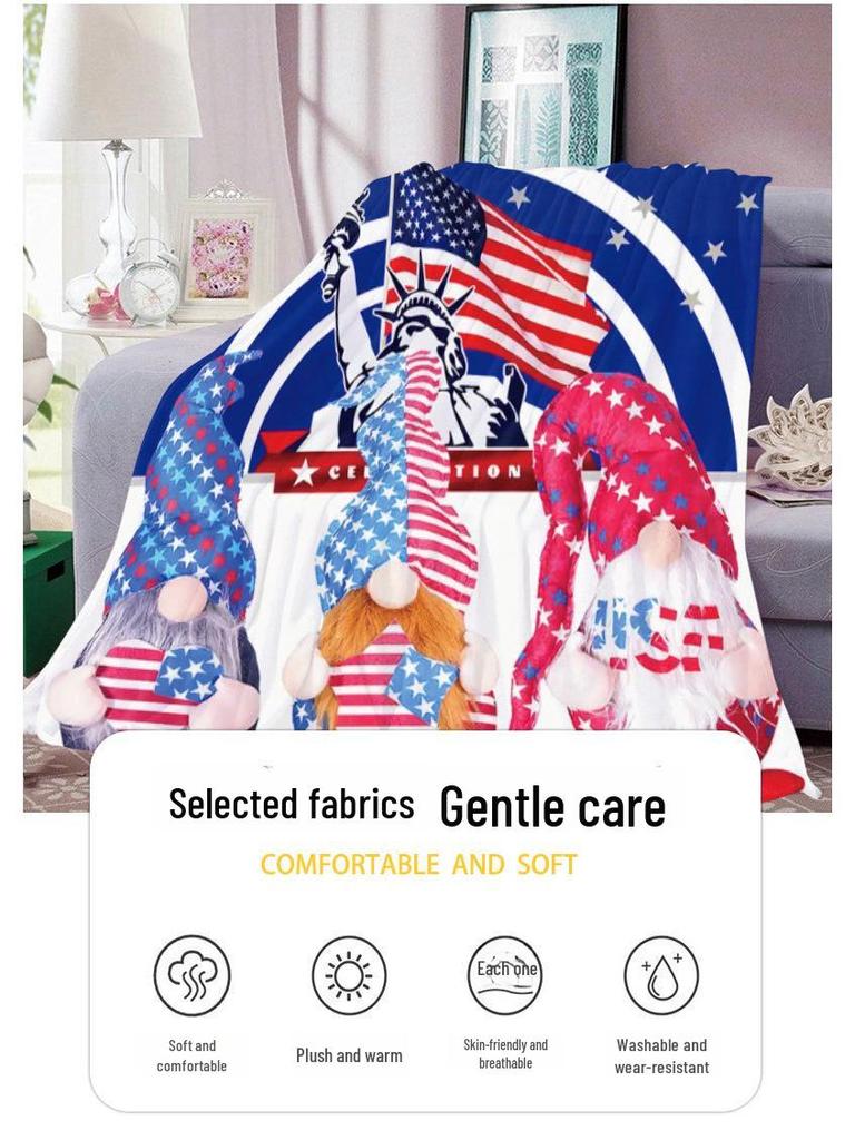 Independence Day Digital Print Flannel Blanket - Home, Air Conditioning, Nap & Gift Blanket