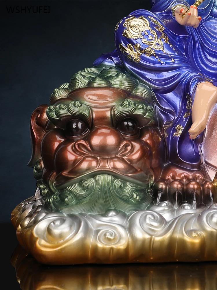 Buddha Statue of Bodhisattva Samantabha, Resin Crafts, Manjushri Bodhisattva Buddha Statue, Home Décor Statues