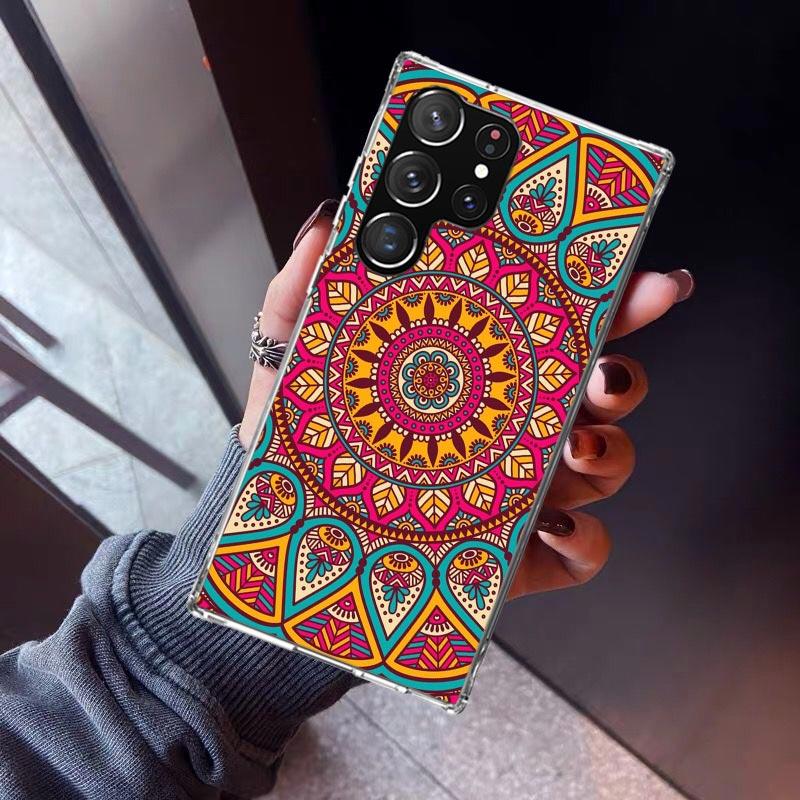Totem Mandala Colorful Flower Phone Case For Samsung Galaxy S23 S24 S25 Edge S26 Ultra S22 + S21 Plus S20 FE Cover Silicone Prin