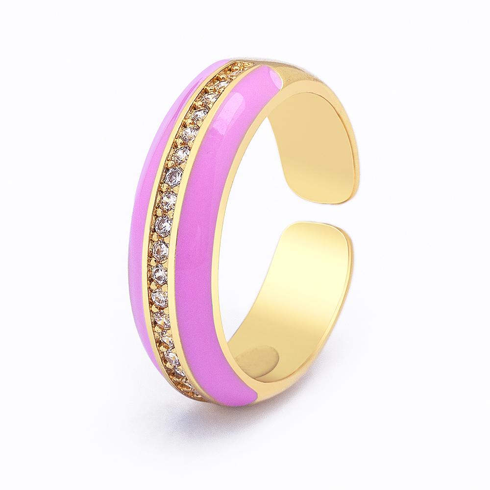 New Arrival 9 Colors Enamel Adjustable Opening Zircon Ring For Women Wedding Party Jewelry Trendy Candy Stackable Finger Ring