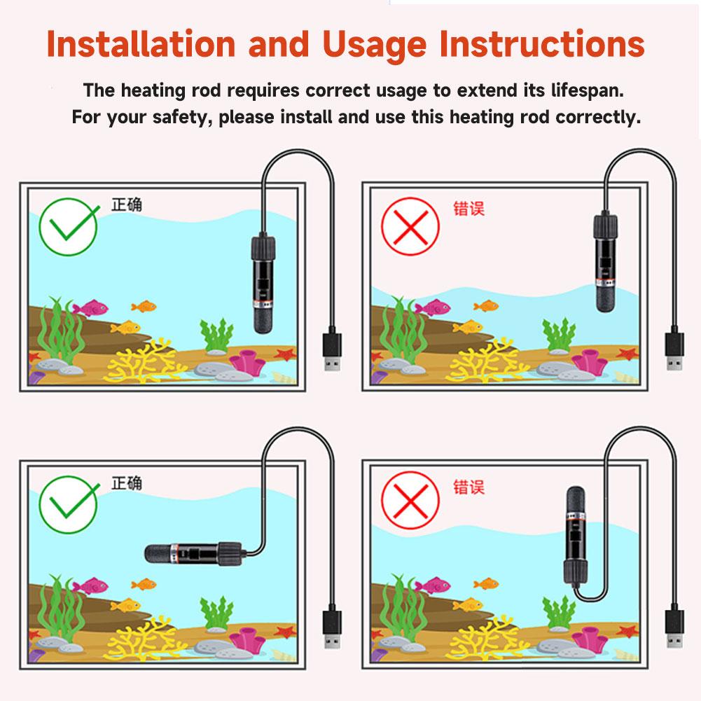 Mini Aquarium Heater Safe Shrimp/Turtle/Fish/Reptiles 27-26℃ Thermostat Aquarium Basking Heater Small Tank Heater