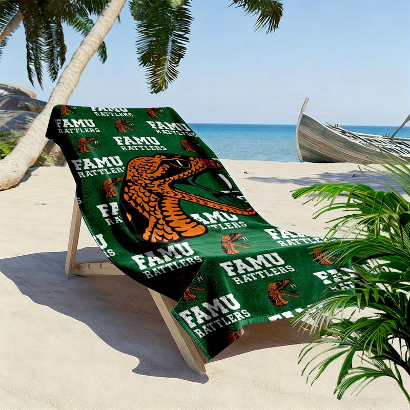 Florida A&M Rattlers Print Beach Towel, Large Soft Quick Dry Towel for Beach Camping Swimming