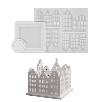 Resin House Mold Set Creative Designs Silicone Mold Ornament Moulds Suitable for Candle Holder and Home Decors Crafts
