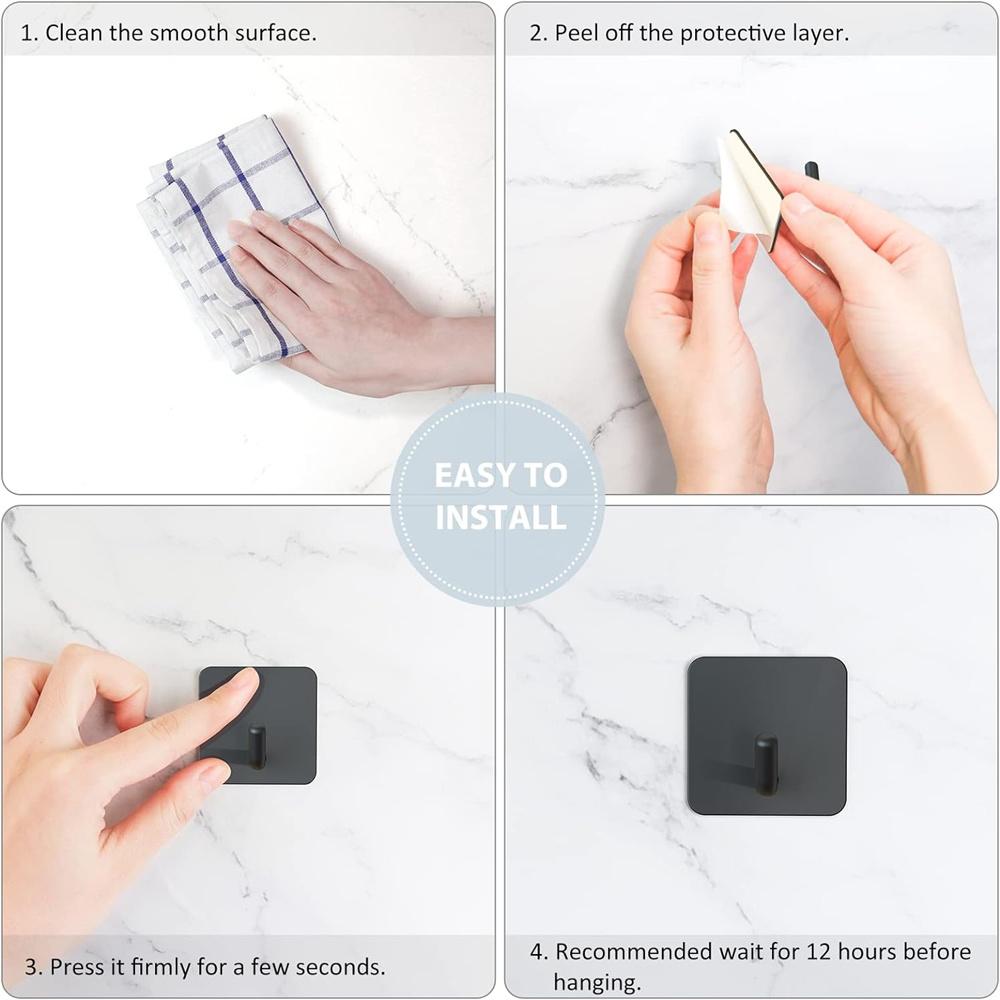 SUS304 Stainless Steel Adhesive Hook Self Adhesive Wall Hooks Hanger Heavy Duty Waterproof Storage Holder Stick On Towel Hooks