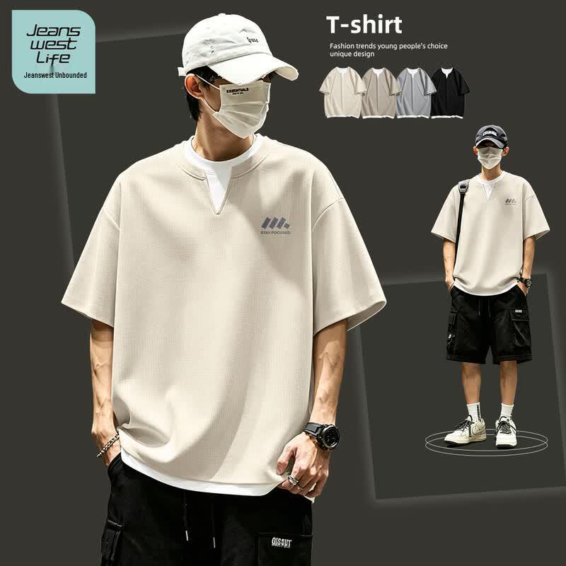 Jeanswest Life Men s Faux Two-Piece Waffle Short Sleeve T-Shirt M