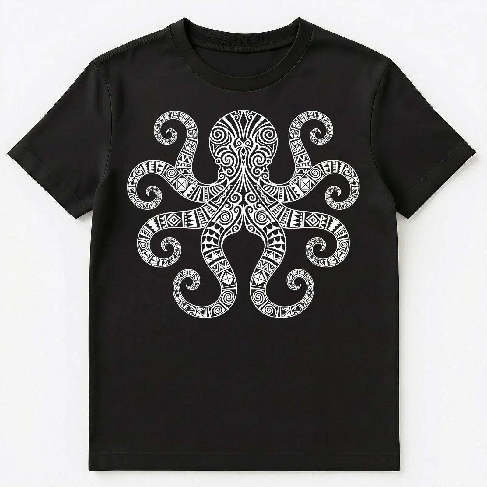 Octopus Lover Tribal Polynesian Art Marine Life Unisex T-Shirt M