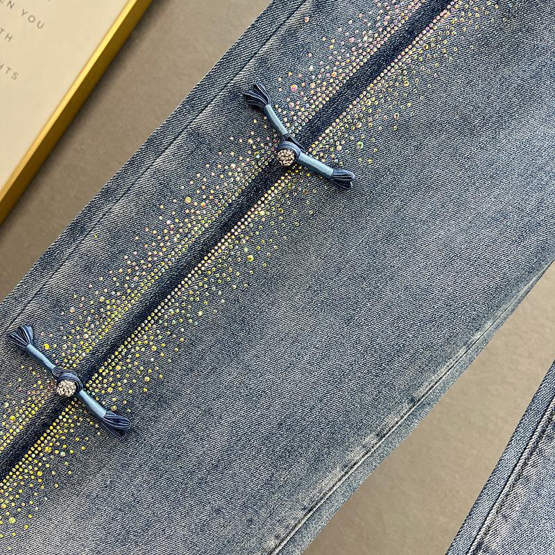 Jeans a vita alta da donna per primavera e autunno, pantaloni larghi con micro-elasticità, stile temperamento