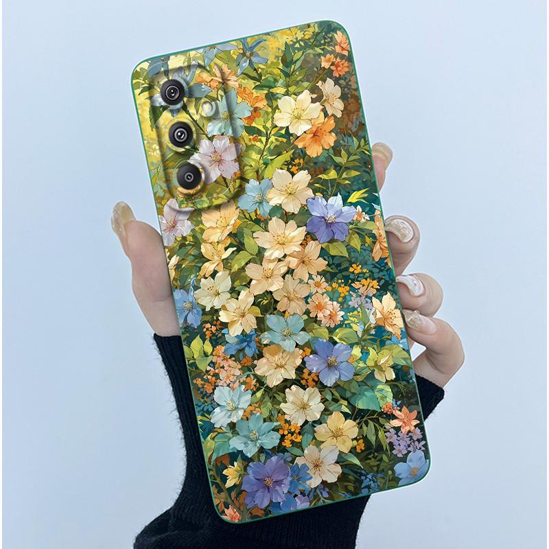 

For Samsung Galaxy M34 M35 5G F34 5G Simplicity Flowers Liquid Shockproof Silicone Soft Phone Cover For SamsungM34 5G Case Samsung M35 5G