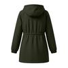 Damen Kapuzenjacke Mittellang Lässiger Lockerer Schnitt Windbreaker Mantel mit Verstellbarem Bundzug und Druckknopfleiste vorne