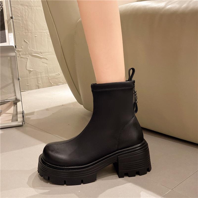 Martin boots women's new autumn thick-soled medium heel thin boots small short boots women's boots tide