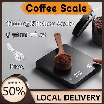 Electronic Scales Rechargeable Coffee Scale 0.1g-3kg Accurate Scale for Espresso and Pour-Over Coffee Kitchen Scale