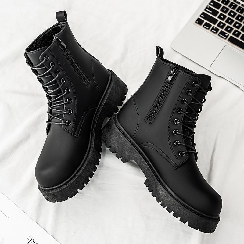 Men Shiny High Top Motorcycle Boots