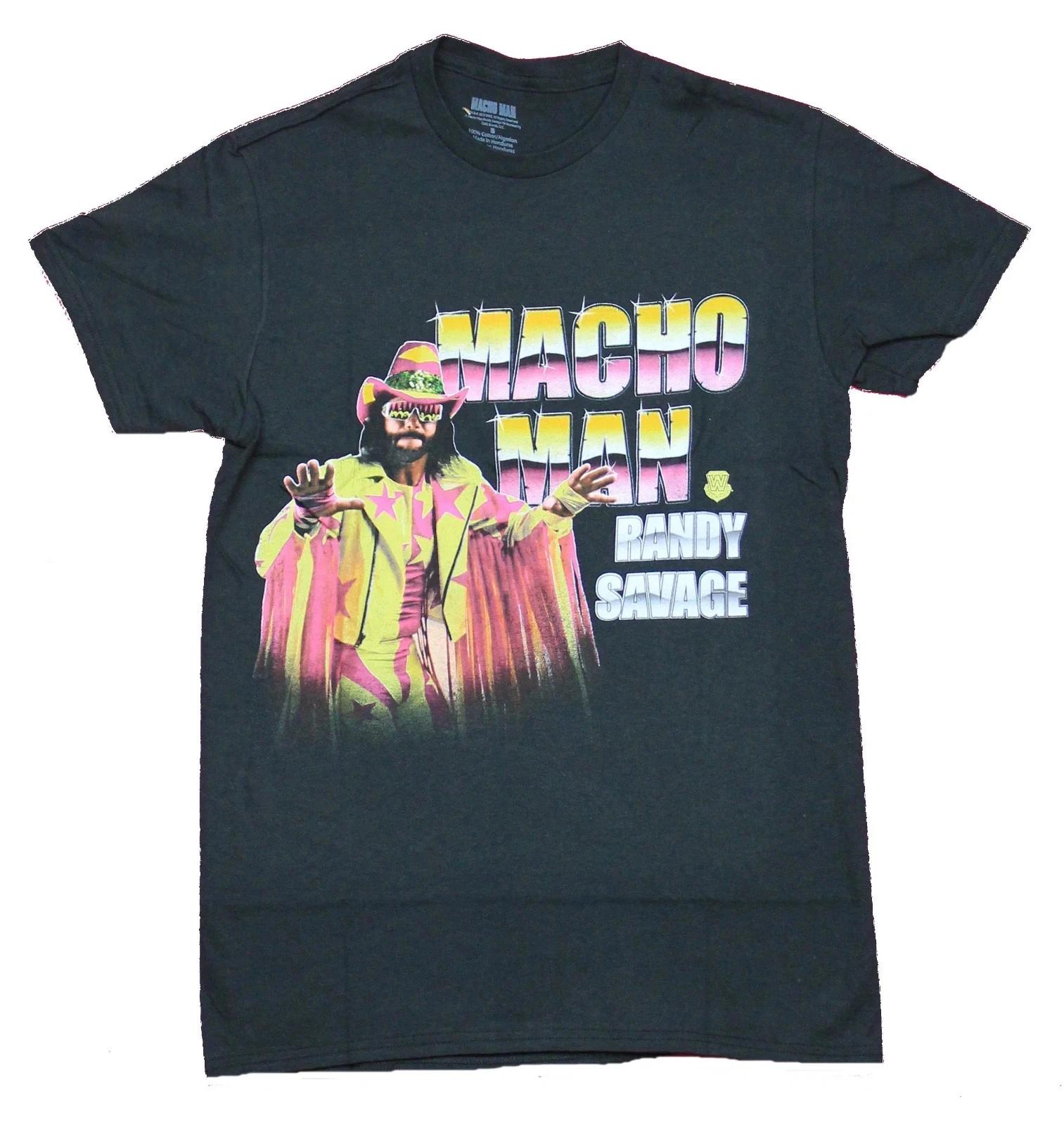 

Mens Macho Man Randy Savage In Flamboyant Wrestling Gear Black Shirt New Small S
