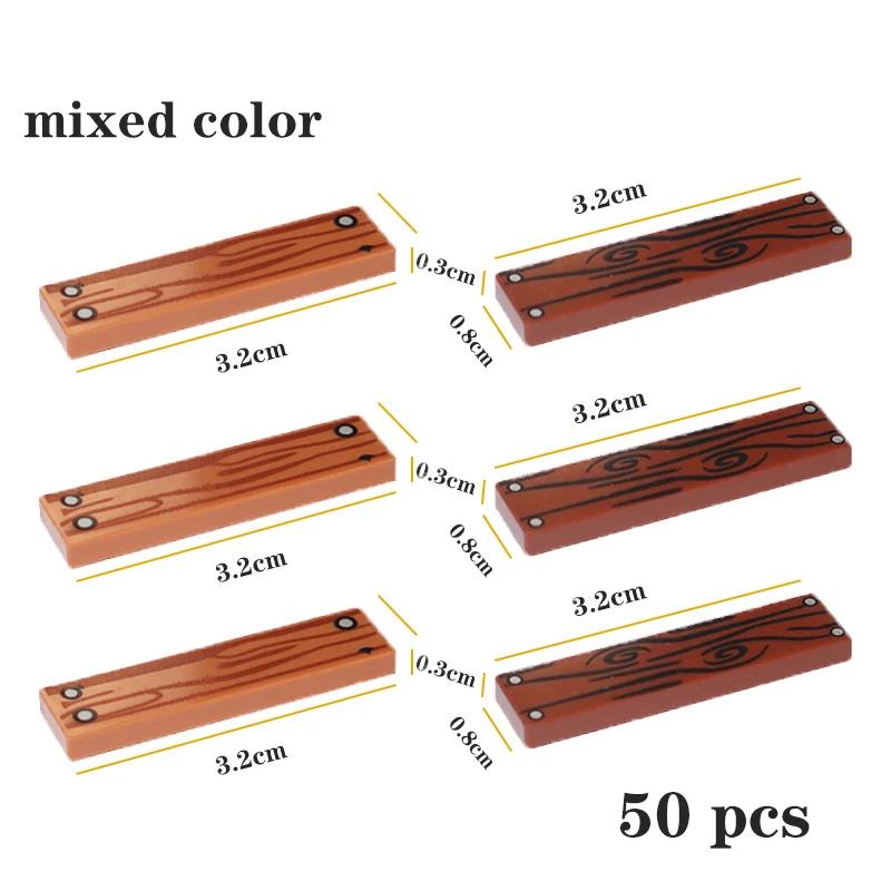 Non-Toxic 50Pcs Moc Tile Smooth Printed 1X4 Size 1*4 Assemble Particles 2431 Wood Grain Pattern Traffic Warning Bricks Diy Toy For Kids